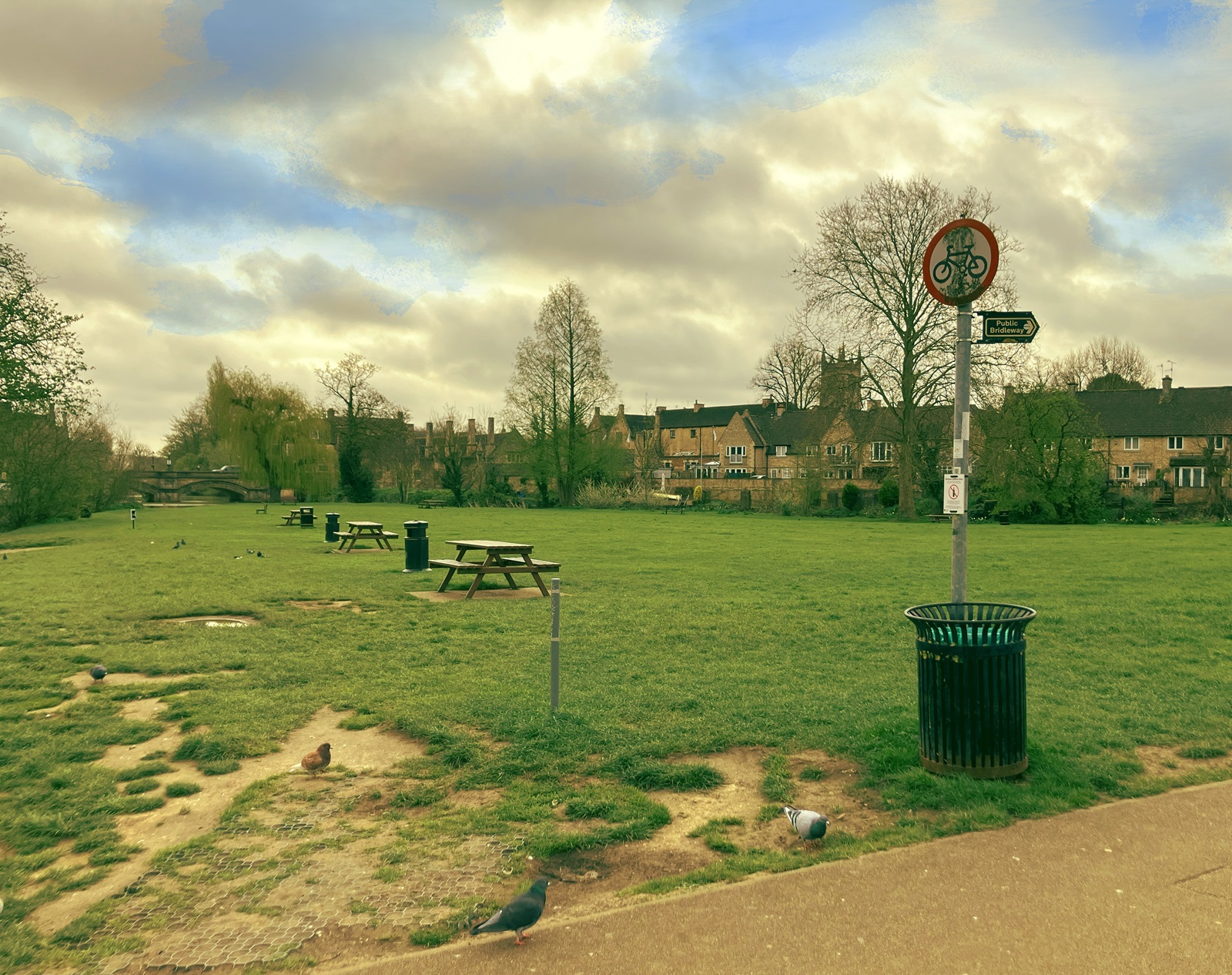 View of Stamford meadows towards the bridge