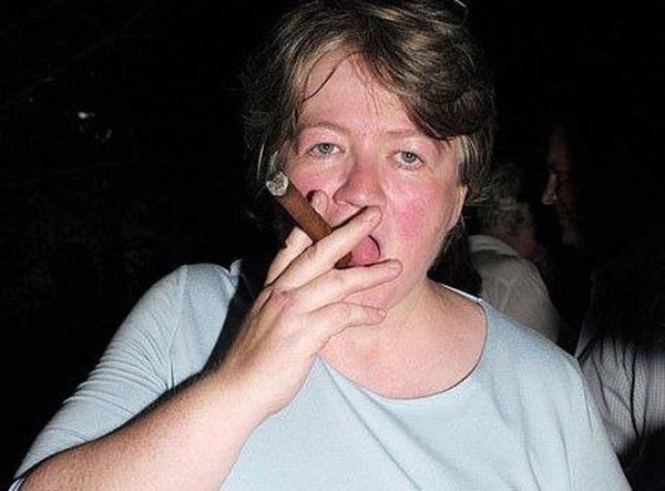 Therese Coffey smoking cigar